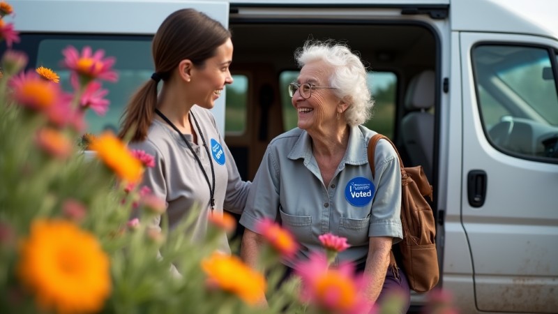 Free Rides to the Polls for Seniors in Central Texas, Concept art for illustrative purpose, tags: discounted options texas - Monok