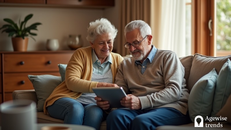 Aging Well at Home: The Rise of Tech Solutions for Seniors, Concept art for illustrative purpose, tags: home-based elderly - Monok