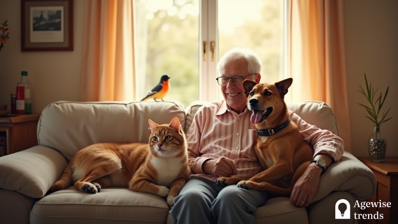 Embracing Aging with Pets: The Therapeutic Benefits, Concept art for illustrative purpose, tags: pet improves life - Monok